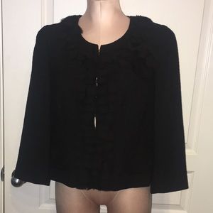 🌬ANN TAYLOR 3-Hook Black Petal Blazer Bolero Jacket Women’s 12